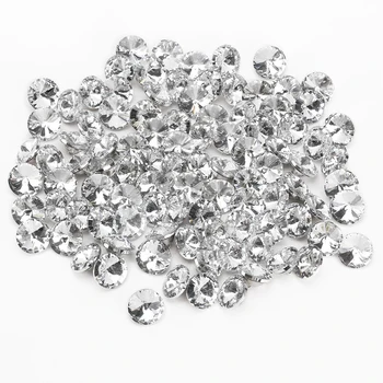 

100pcs 25MM Clear Faceted Glass Crystal Diamante Rhinestone Silver Buttons MU8669