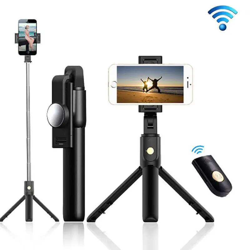 

K10 3 in 1 Selfie Stick with Mirror Remote Control Bluetooth Phone Tripod Tand Stand Holder Selfiestick For Xiaomi/Samsung/Iphone
