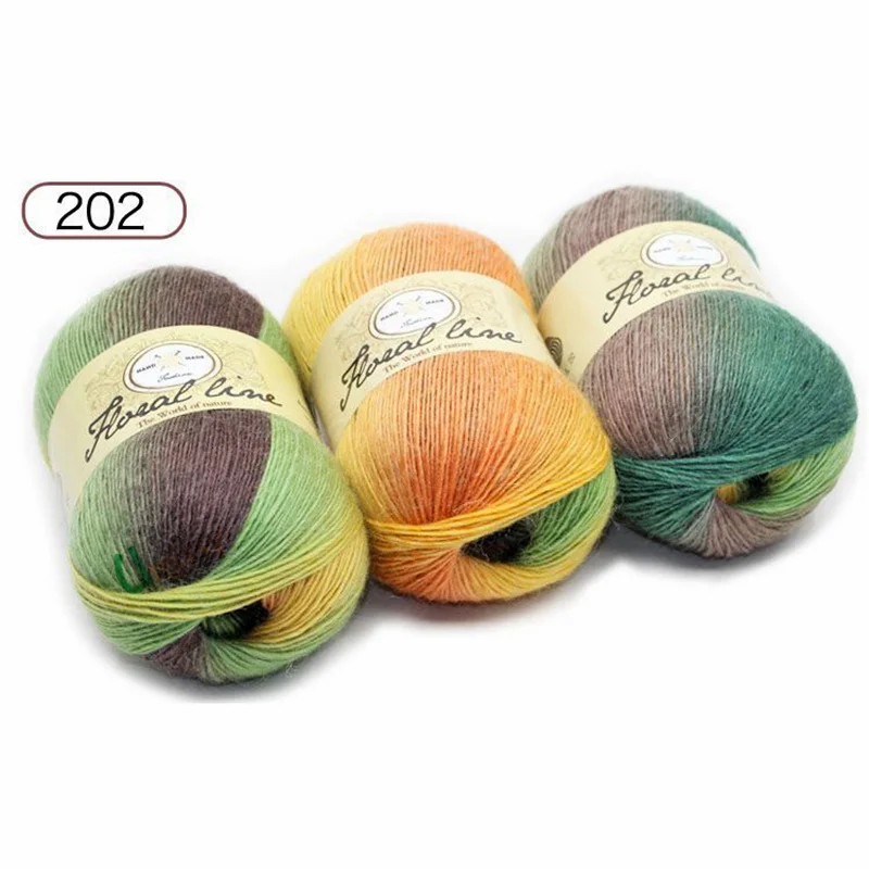 2pcs 02 2шт x100г пряжа для вязания крючком lanas кашемир пряжа для вязания радужной линии Меланжевая расчесанная швейная 20 цветов - Цвет: 2pcs 02
