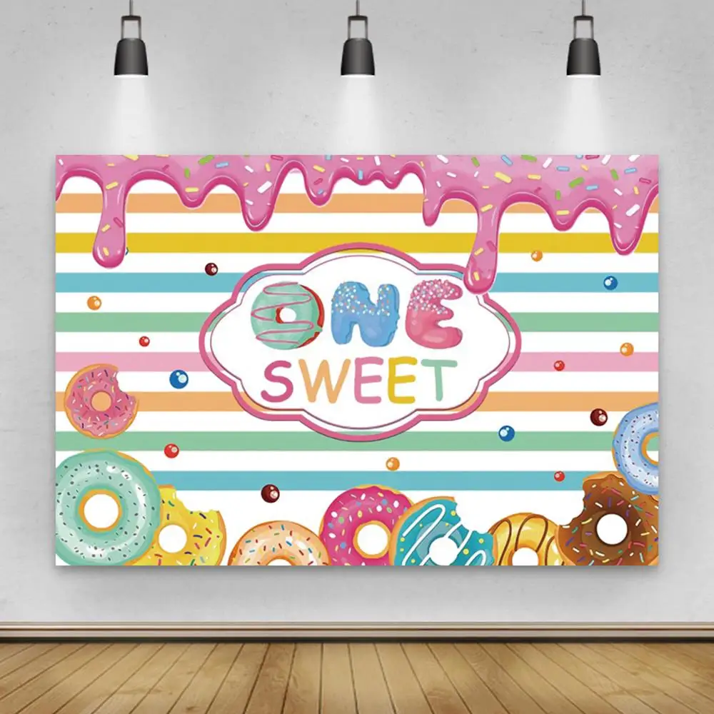 

Candy Cake Donuts Newborn Baby Shower 1st Birthday Party Photography Backdrop Vinyl Photographic Background Custom Photozone