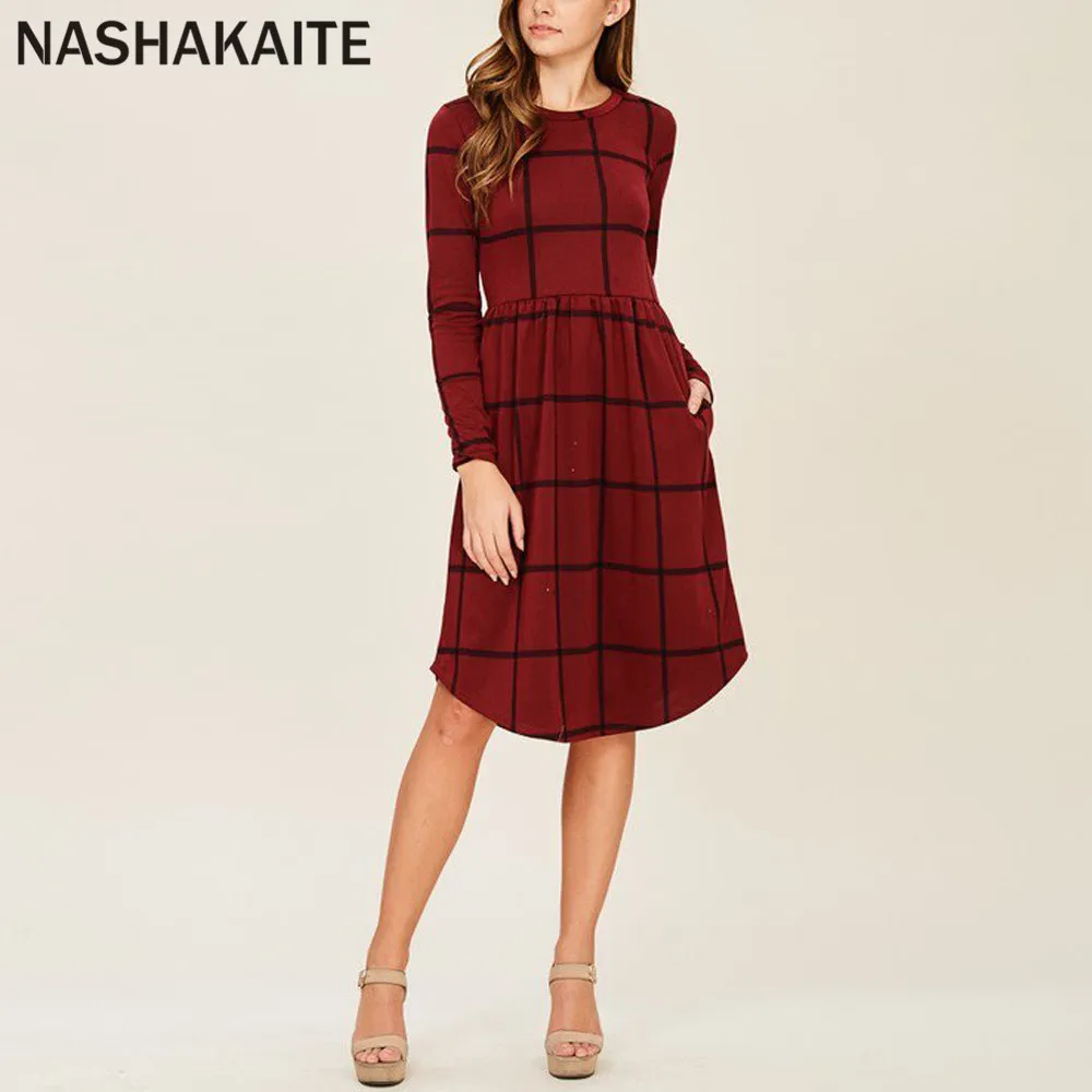 NASHAKAITE/ г. Весенние платья для мамы и дочки клетчатое платье средней длины с длинными рукавами для мама дочь семья Лук мама и я одежда