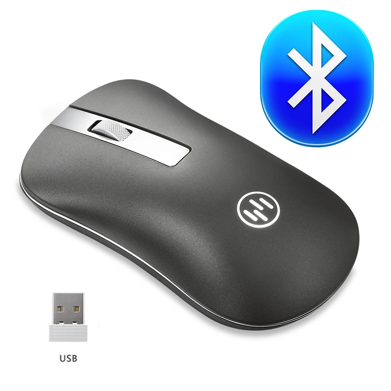 Беспроводная Bluetooth мышь, беспроводная перезаряжаемая мышь, компьютерная эргономичная мышь, бесшумная мини-мышь Mause, 2,4 ГГц, USB мышь для ноутбука - Цвет: Bluetooth Black