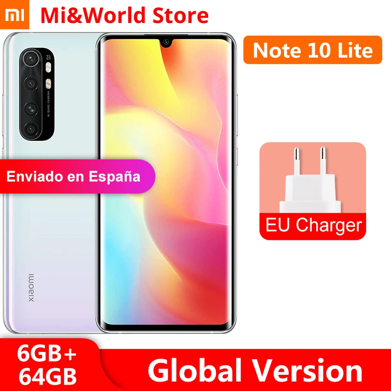 Глобальная версия Xiaomi Mi Note 10 Lite 6GB 64GB Смартфон Snapdragon 730 Octa Core 64-мегапиксельная