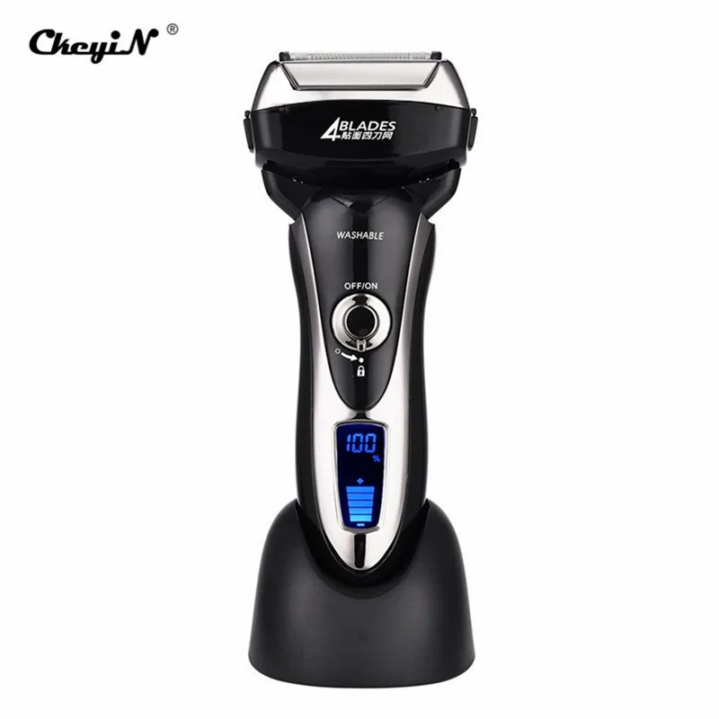 4 Blade Electric Shaver Waterproof Reciprocating Shaver Razor Cordless Facial Hair Beard Remover LCD Display Travel Shavers 40