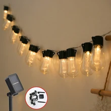 

8 Modes Solar String Lights Bulb Fairy Lights Waterproof LED Lighting for Garland Commercial Decor Garden Wedding Party Patio