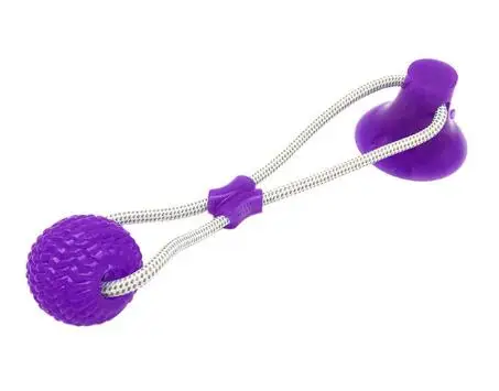 purple Игрушка на присоске, игрушка для укуса собак, игрушка для домашних животных, игрушка с тросом, интерактивная игрушка для чистки зубов, молярная игрушка для укуса, жевательная игрушка для маленьких собак, щенков - Цвет: purple