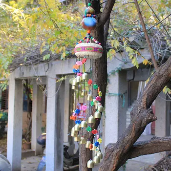 

calabash Bamboo basket bells Brass bell Big pendant Restaurant bar ornaments countryside Feng shui bell wind chimes