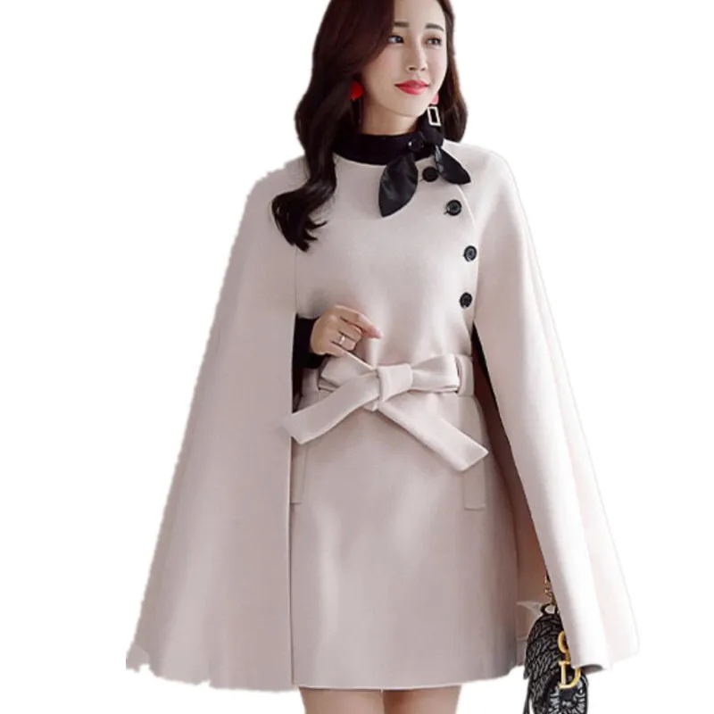

2019 autumn winter fashion Women woolen coat large size Korean version of the cloak coat women