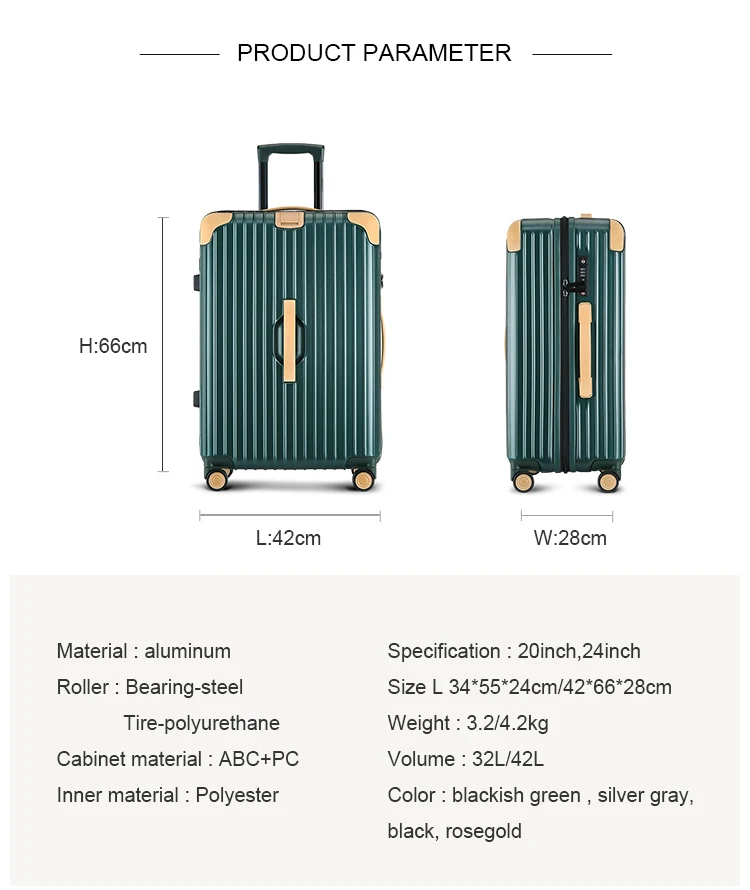 Edison PC Material INS Wind Retro Trolley Case Suitcase Student Luggage Men and Women 20 inch Universal Wheel Trolley Case