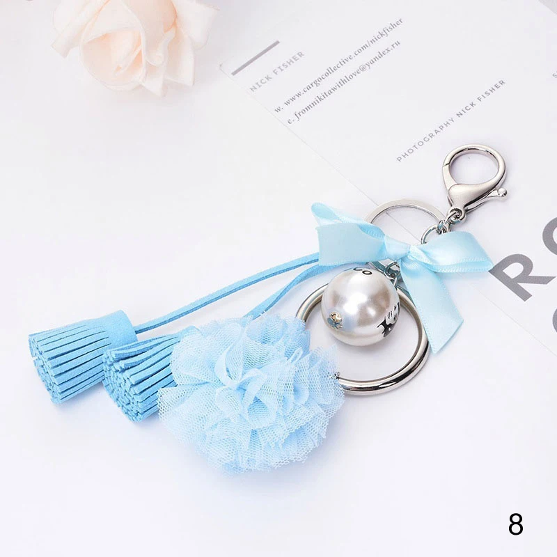 8 Sky blue Модные женские вечные Цветы брелок для ключей с кисточкой брелоки для автомобильных сумок аксессуары Подвески брелок ювелирные аксессуары - Цвет: 8 Sky blue