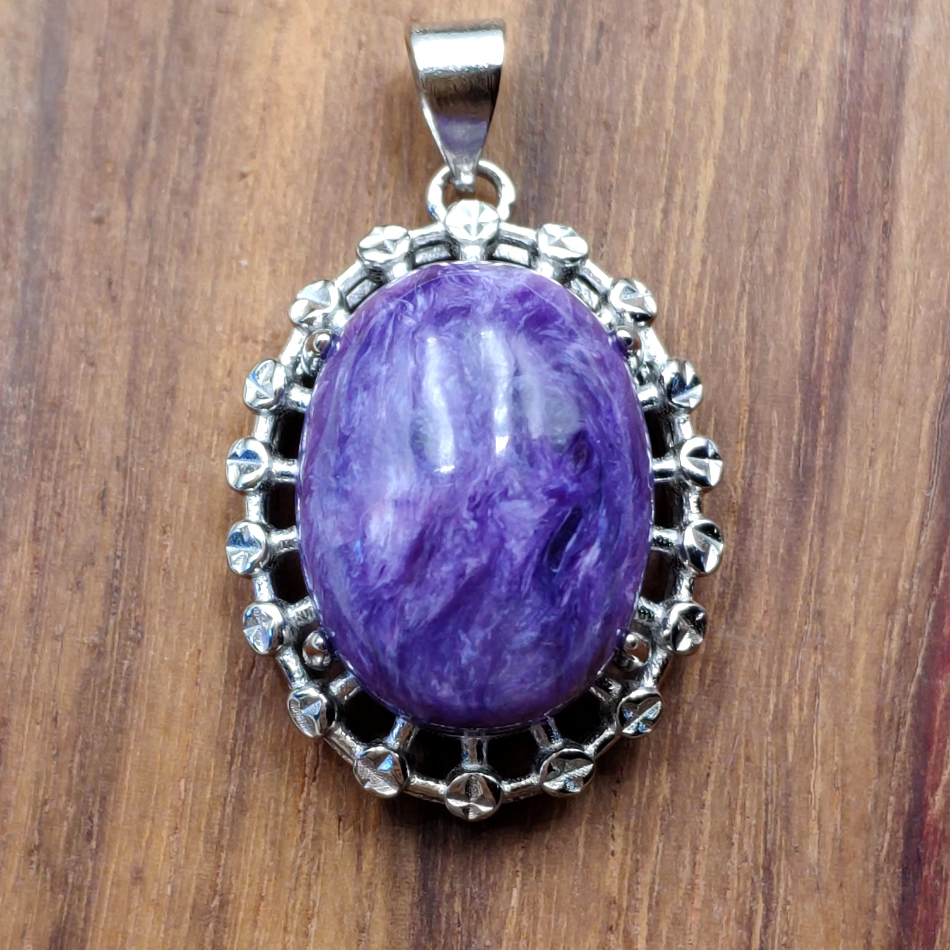 

From Russai Natural Deep Purple Charoite Gemstone Bead Pendant Women Men 24x17mm Gift Charoite Jewelry AAAA