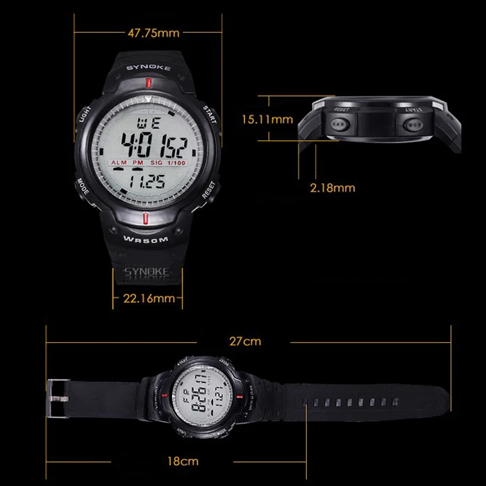 SYNOKE мужские в Военном Стиле водонепроницаемые часы Relogio Masculino Digital montre sport horloge homme orologio uomo digitale