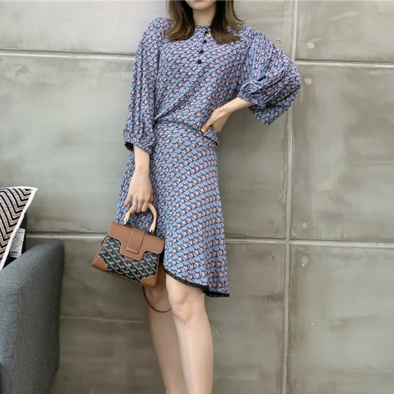 

Women Dress Star Pattern Bat Sleeve Midi Dress