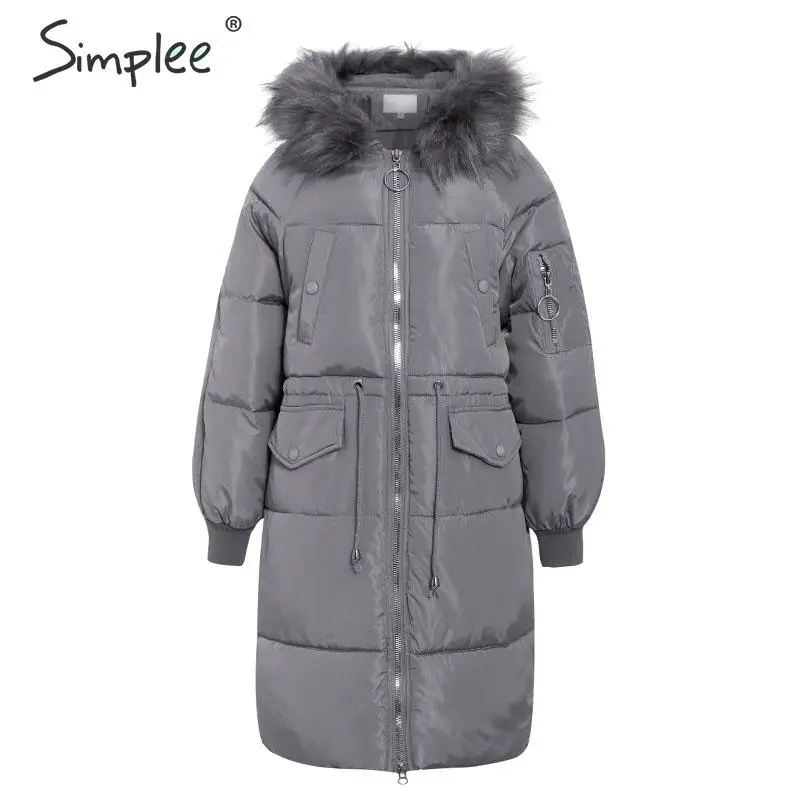 Simplee модные толстые женские зимние парки с меховым воротником и капюшоном на