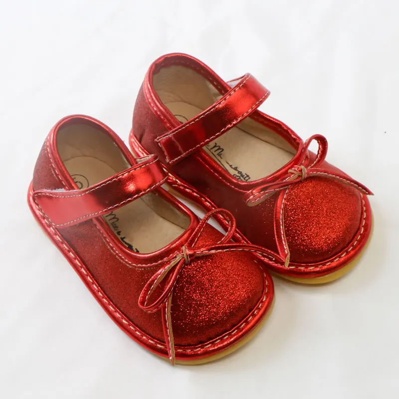 red glitter infant shoes