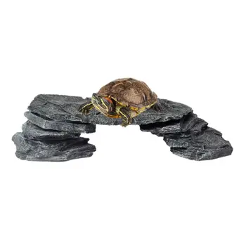 

Dark Gray Landscape Resin Basking Ramp Turtle Climb Stone Habitat for Fish Tank