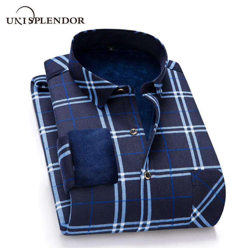 2019 модные мужские облегающие рубашки Осень-зима мужская рубашка с толстым верхом