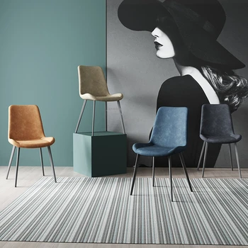 

Modren Simple Dining Chairs Dining Room Furniture Backrest Stool Milk Tea Coffee Shop Creative Casual Velvet Chair Restaurant