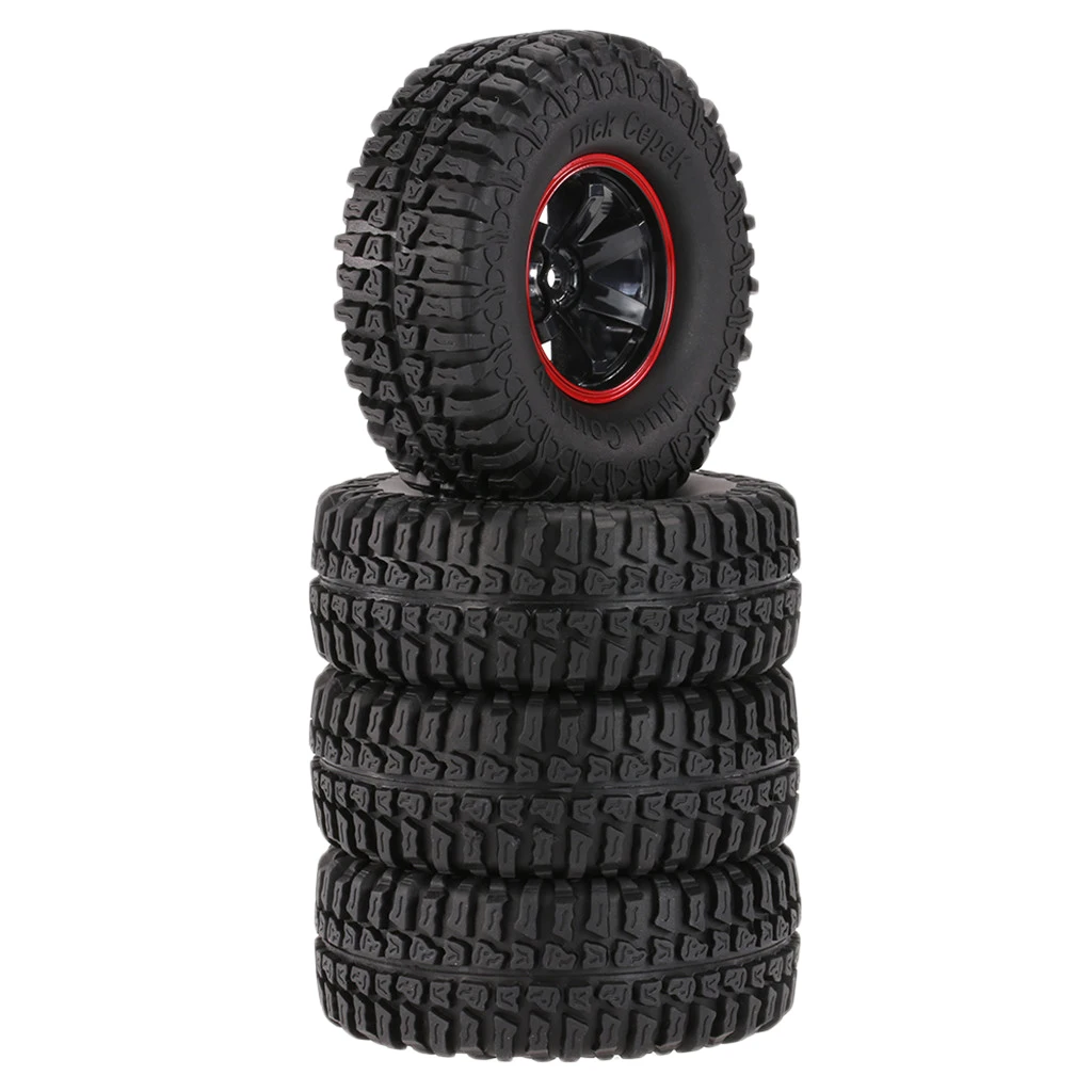 Pack of 4 1.9 Inch 1/10 Scale 103mm Tires with Wheel Rim for 1/10 TRX4 D90 SCX10 CC01 RC Rock Crawler 