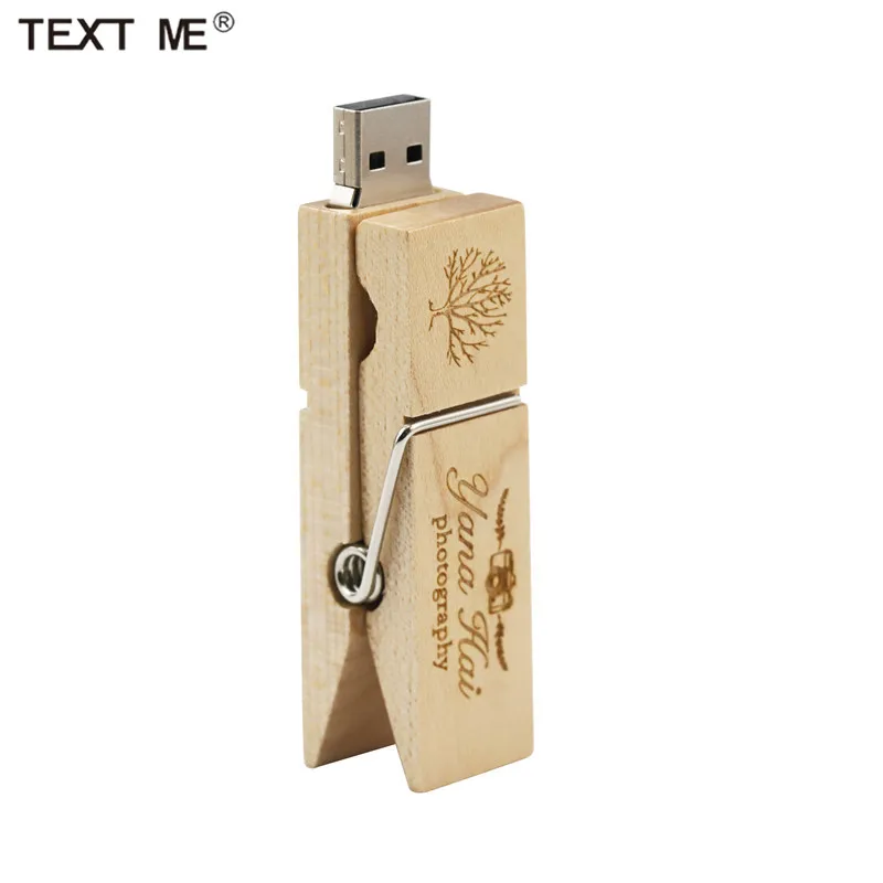 

TEXT ME (OVER 1 PCS free LOGO) Clip model wooden usb + box usb flash drive pendrive 4gb 8gb 16gb 32gb 64gb photogredding photo
