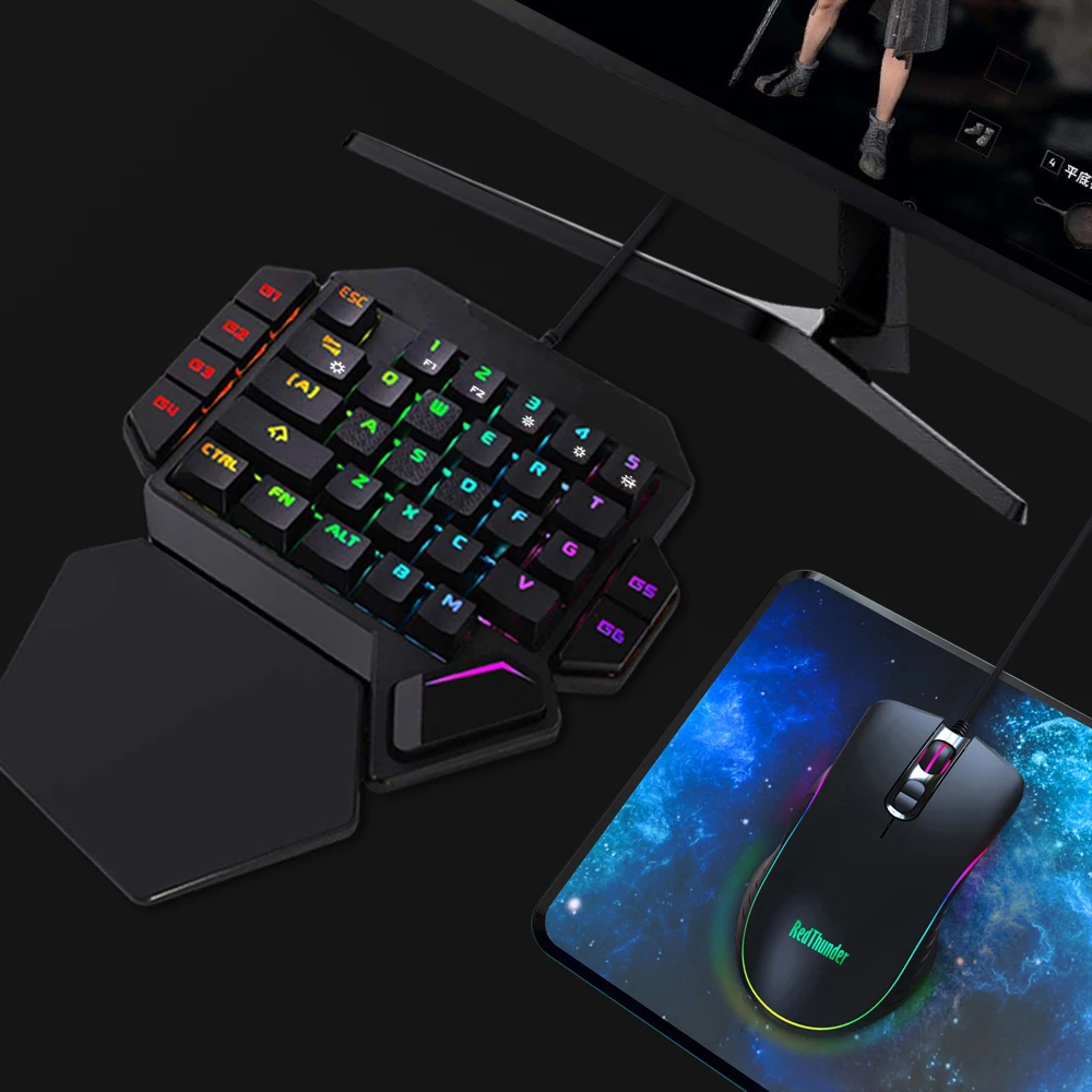 RedThunder teclado de juego de una sola mano RGB retroiluminado portátil Mini teclado de juegos control de juegos ergonómico para PC PS4 Xbox Gamer - Imagen 6