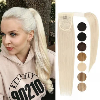

MRSHAIR Big Volume Thick Ends Ponytail Hair Extensions Clip in Ponytail Human Hair Machine Remy Hairpiece Blonde 14 18 22 Inch