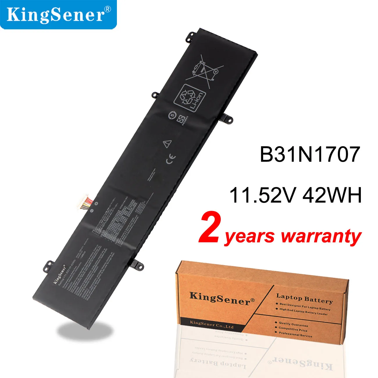 Kingsener B31N1707 Аккумулятор для ноутбука ASUS VivoBook S14 S410UQ S410UN S41OUN S4100V S4100VN S4200U X411UA X411UF X411UN