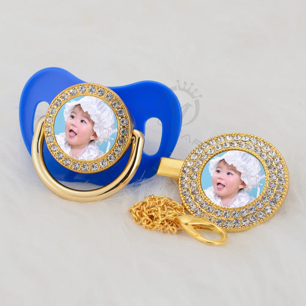MIYOCAR на заказ любое имя фото Золотой bling соска и соска клип BPA бесплатно пустышка bling удивительный дизайн P-P