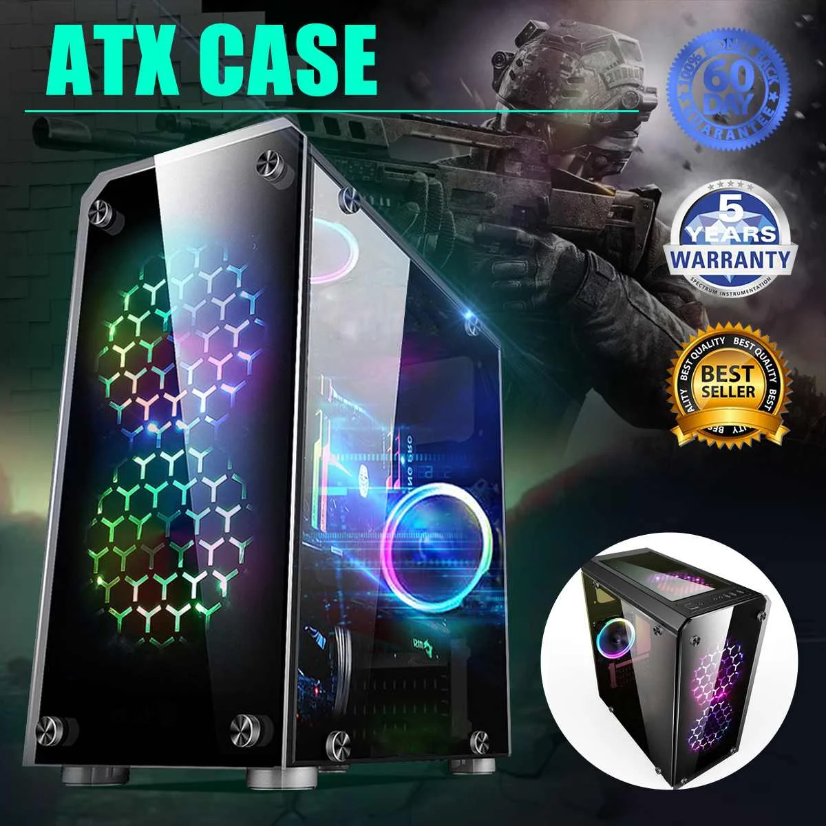 

S SKYEE Mini ATX Gaming Computer PC Cases Towers Glass Panel Desktop Computer Mainframe Full-side Transparent Chassis