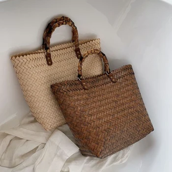 

Woven Handbag Women Large Capacity Beach Hollow Straw Shoulder Tote Bags ular Simple Female Daily Bag
