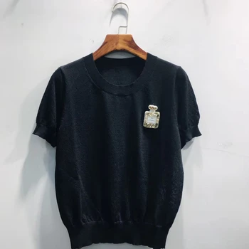 

Luxury Brand Top Women Knitted Short Sleeve Fashion T-shirts