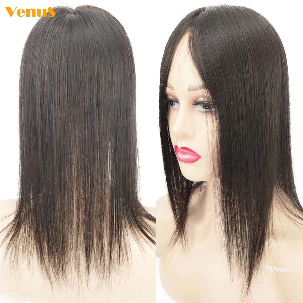 Hand Tied Soft Silk Base Human Hair Overlay 13x15cm Brazilian Virgin Hair Clips In Hair Toupee With 1cm PU Around For Thin Hair