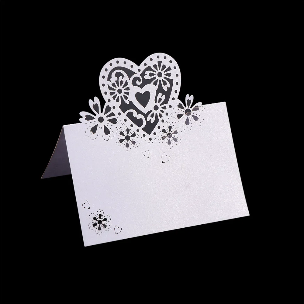 12 шт. вырезанные лазером сердечки Форма Место Карты Свадебные визитки для свадебной вечеринки украшение стола Свадебный декор - Цвет: white