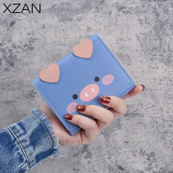 Short Wallets Student Cute Cartoom Purses Women Fashion Pattern Women's Mini Solid Color Tri-fold Student Wallet Card Holder