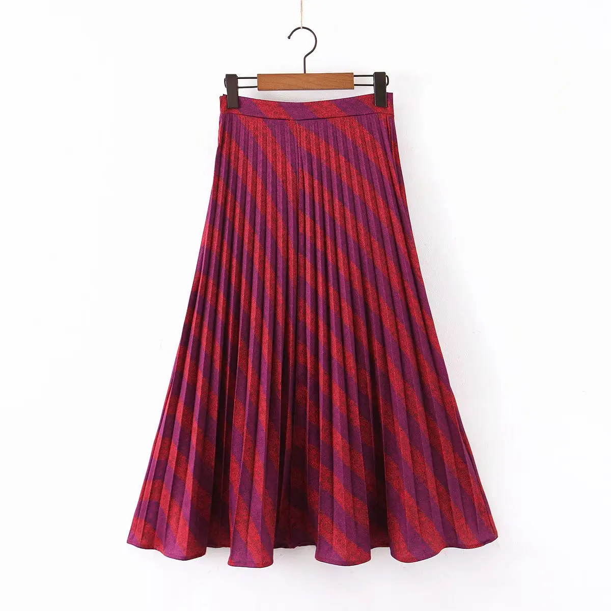 

Europe And America WOMEN'S Dress 2019 Autumn And Winter New Style Elegant Pleated Twill Big Hemline Skirt A8ts2497