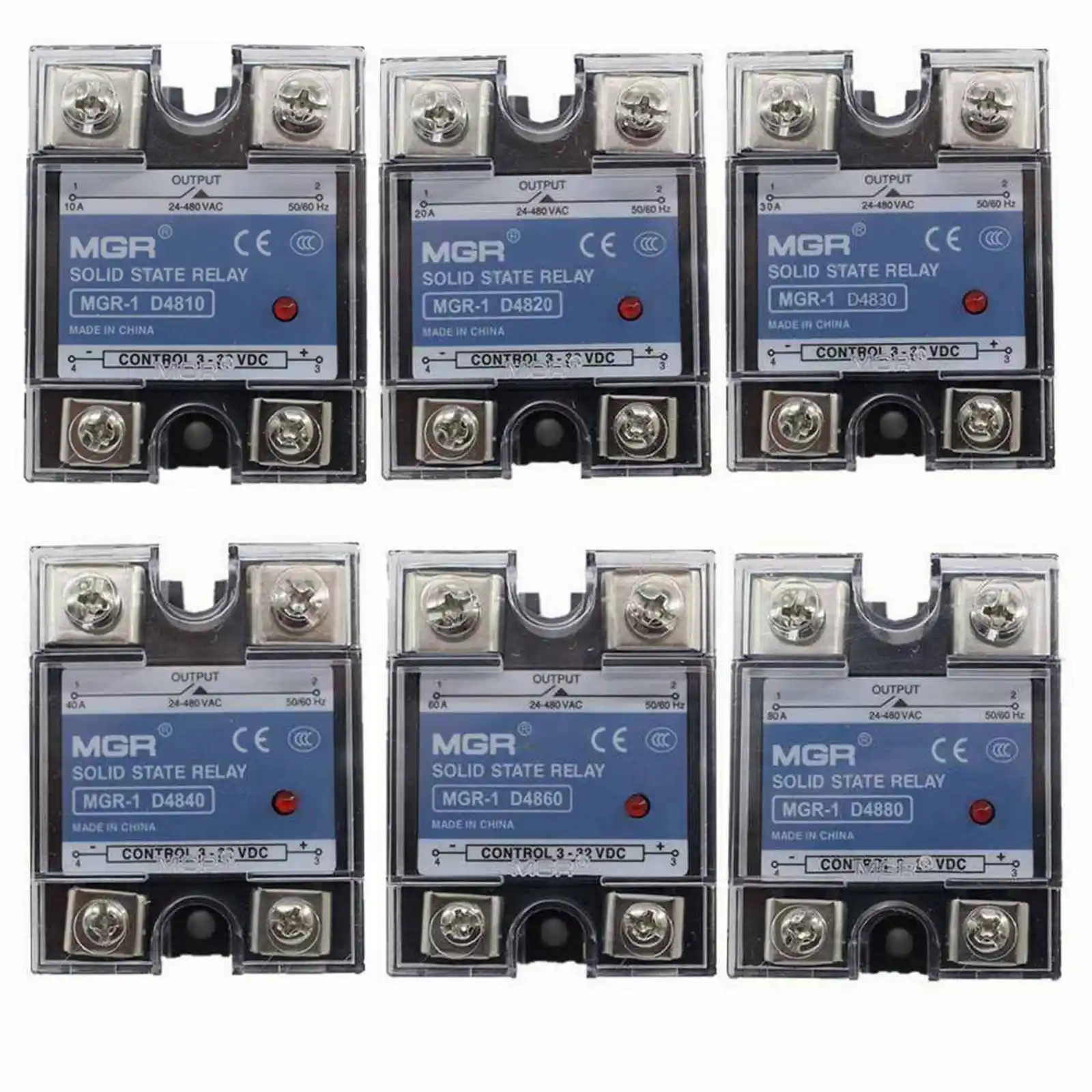 

Однофазное твердотельное реле постоянного тока в переменный ток SSR 10-120 А, вход 3-32 В постоянного тока, выход 24-480 В переменного тока