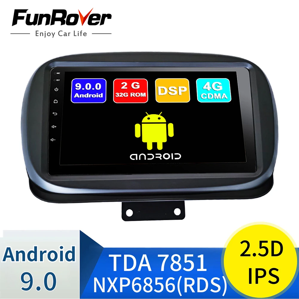 Funrover 2.5D IPS DSP 9'ɺndroid 9 0 для fiat 500X 2014-2019 автомобильный Радио dvd-плеер навигация