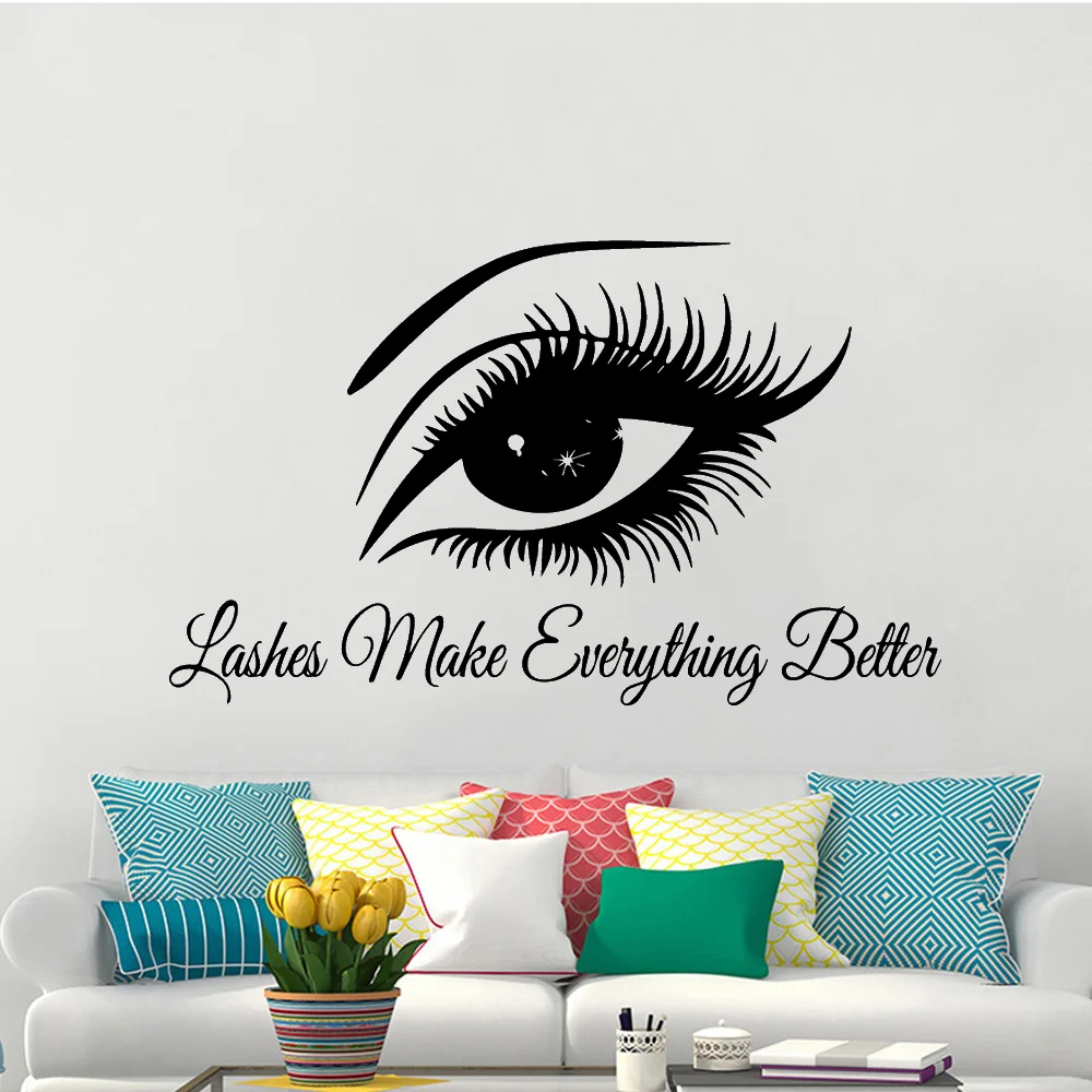 

Modern Beautiful Lash Wall Art Sticker Modern Wall Decals For Beauty Salon removable mural Stickers Lash Decal Wallpaper