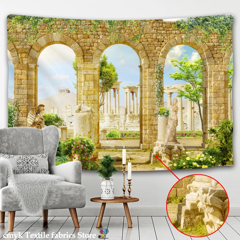 Beautiful Ancient Architecture Print Wall Hippie Tapestry Polyester Fabric Home Decor Wall Rug Carpets Hanging Big Couch Blanket tapestry decor