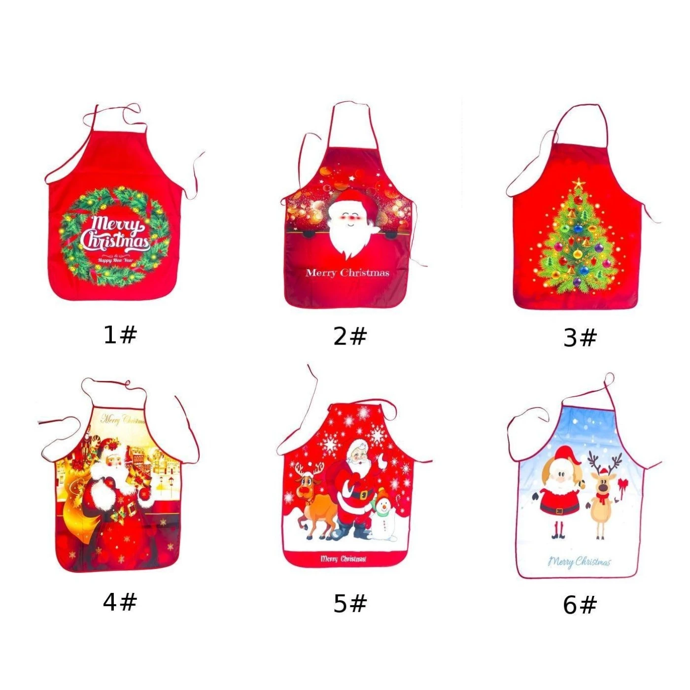 60*80cm Christmas Aprons With Deer Snowman Print Kitchen Baking Restaurant Bibs