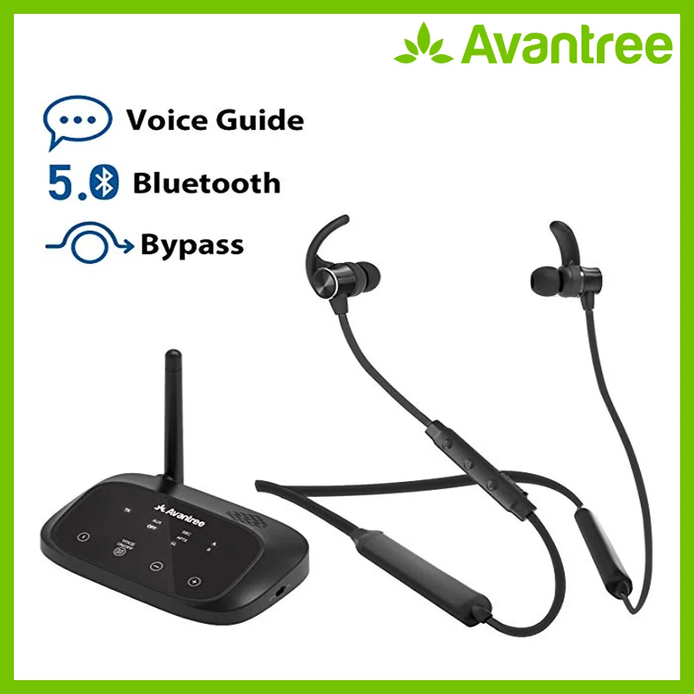 Беспроводные наушники Avantree для просмотра ТВ, наушники с шейным ободом, набор слуховых аппаратов w/Bypass Bluetooth передатчик для оптического