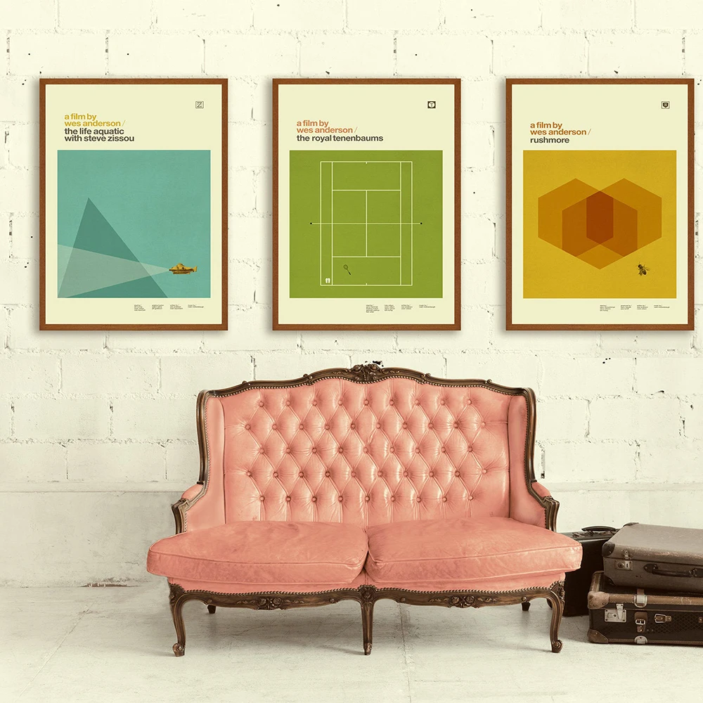 

Wes Anderson Posters and Prints Abstract Vintage Movie Canvas Wall Art Frameless Pictures for Living Room Home Decor