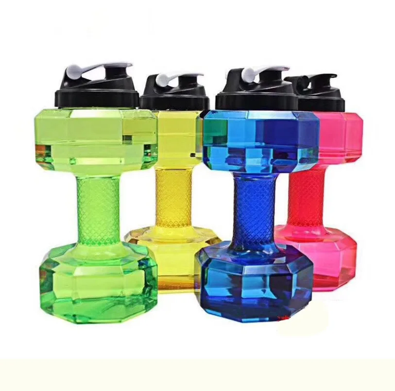 

Hot Sales Dumbbell Fitness Kettle Creative Large-Volume Kettle Space Portable Glass Pet Sports Bottle