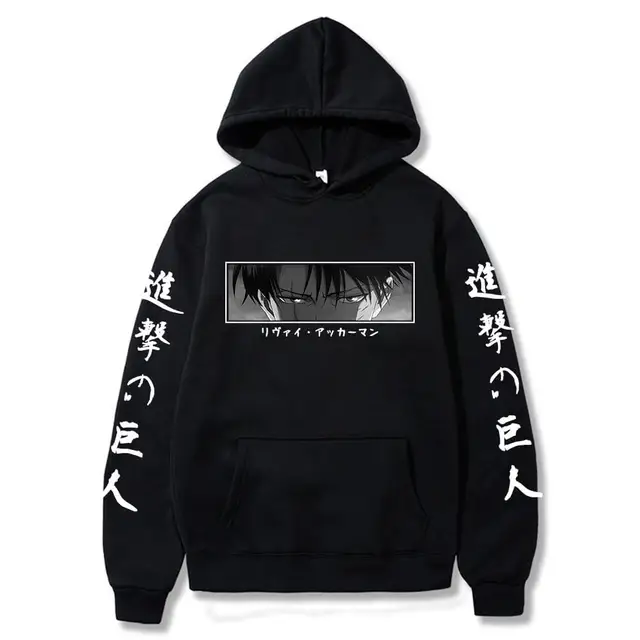 Attack On Titan Hoodie Japanese Anime Hingeki No Kyojin Graphic Sweatshirt Pullover Casual Hooded Streetwear Tops Unisex Black10