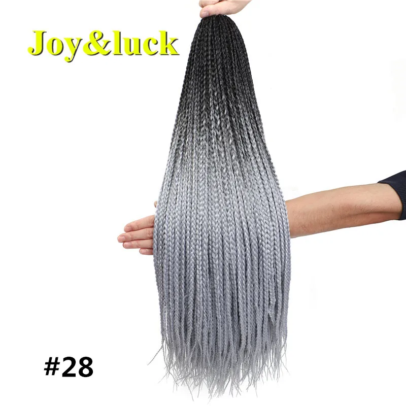 Joy&luck, 24 дюйма, цветная коробка, косички, синтетические плетеные волосы для женщин, вязанные волосы для наращивания, 22 корня - Цвет: 28