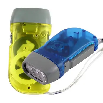 

3 LED Dynamo Wind Up Flashlight Torch Light Hand Press Multicolor Useful
