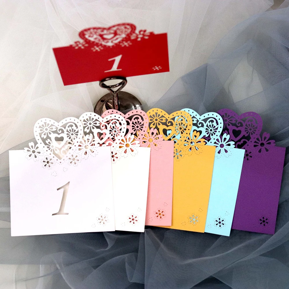  20pcs/set 6 Colors Number 1-20 Love Heart Table Number Sign For Wedding Invitation Card Table Decor - 4000071401370
