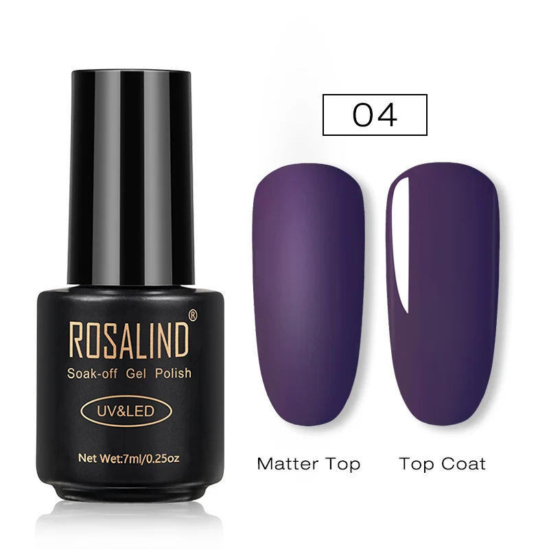 Grape 04 ROSALIND Gel Nail Polish Set Manicure Hybrid Varnish Semi permanent Nail Art Matt Top Extension Pure Base Top Coat Sticker Poly - Цвет: Grape 04