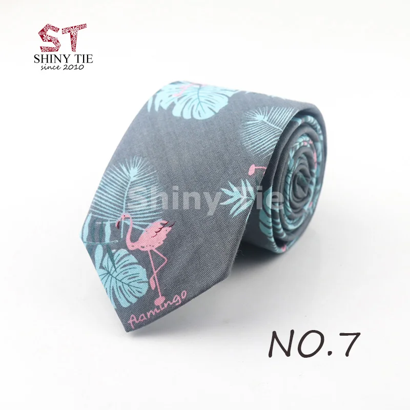 Модный Дизайн Галстук для шеи для мужчин 7 см хлопок Фламинго печатных галстук ручной работы Винтаж Gravata Мужские аксессуары Костюм подарок свадьба - Цвет: NO.7