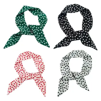 

Pastoral Women Imitation Silk Neckerchief Sweet Daisy Floral Print Satin Handbag Handle Ribbon Skinny Scarf Headwrap